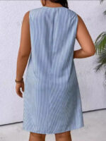 Wholesale Stripe Pattern Double Pockets Tank Dress