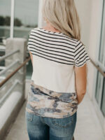 Wholesale Stripe and Camo Print Pocket T-Shirt